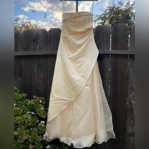 Vintage Yellow Strapless Formal Dress
